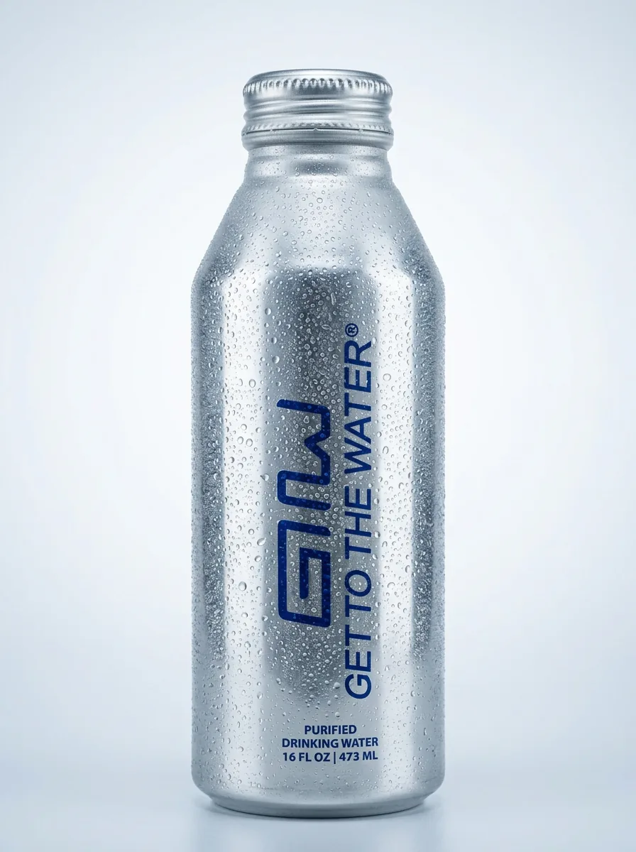 GTTW Blue Label aluminum water bottle with screw-on cap